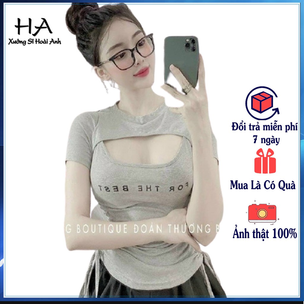 Áo Croptop Hở Ngực [FREESHIP]- Áo Xẻ Ngực - Áo Thun Nữ Ôm Body Tay Ngắn Rút Dây 2 Bên Eo