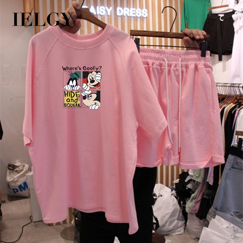 Set đồ thể thao IELGY gồm áo thun ngắn tay + quần ngắn thời trang cho nữ