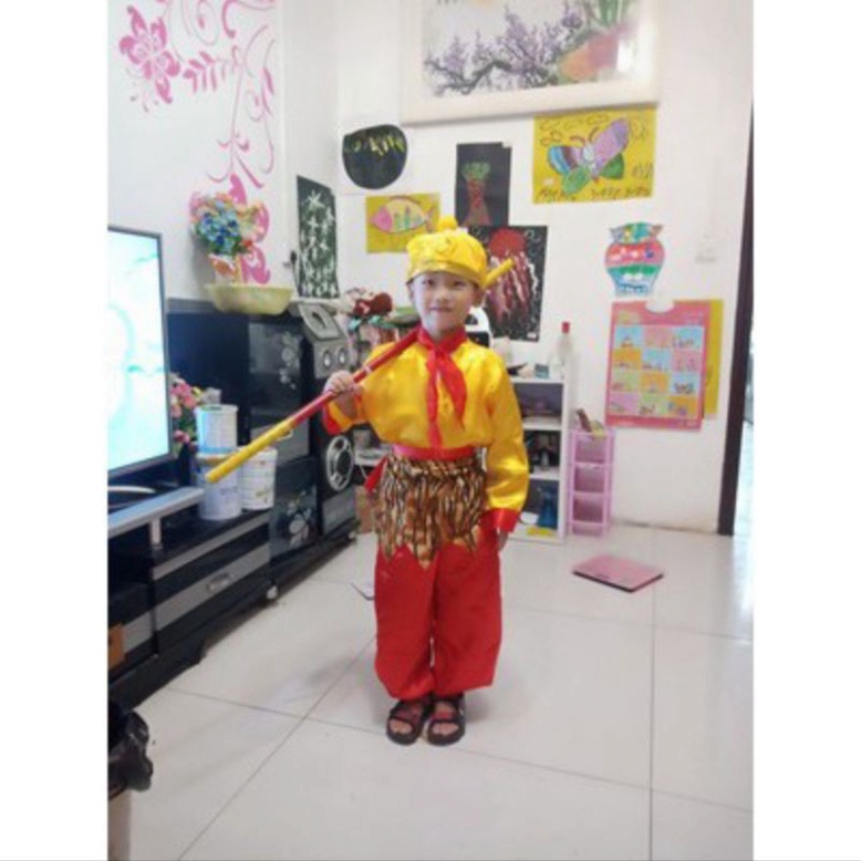 Bộ Đồ Tôn Ngộ Không Trẻ Em Kèm Ảnh Thật - Tặng Kèm Mặt Nạ