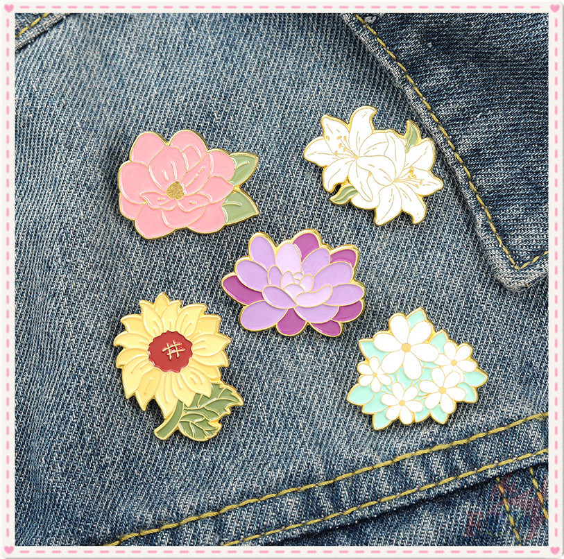 ★ Ins：Sweet Flowers - Violet / Sunflower / Lily / Peach Blossom / Sakura Brooches ★ 1Pc Fashion Doodle Enamel Pins Backpack Button Badge Brooch