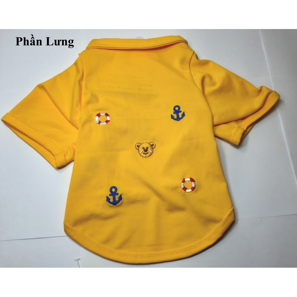 ÁO CHO THÚ CƯNG CHÓ MÈO Loại polo có cổ Thêu 5 hình Chất liệu thun cotton Mềm mại Thoáng mát