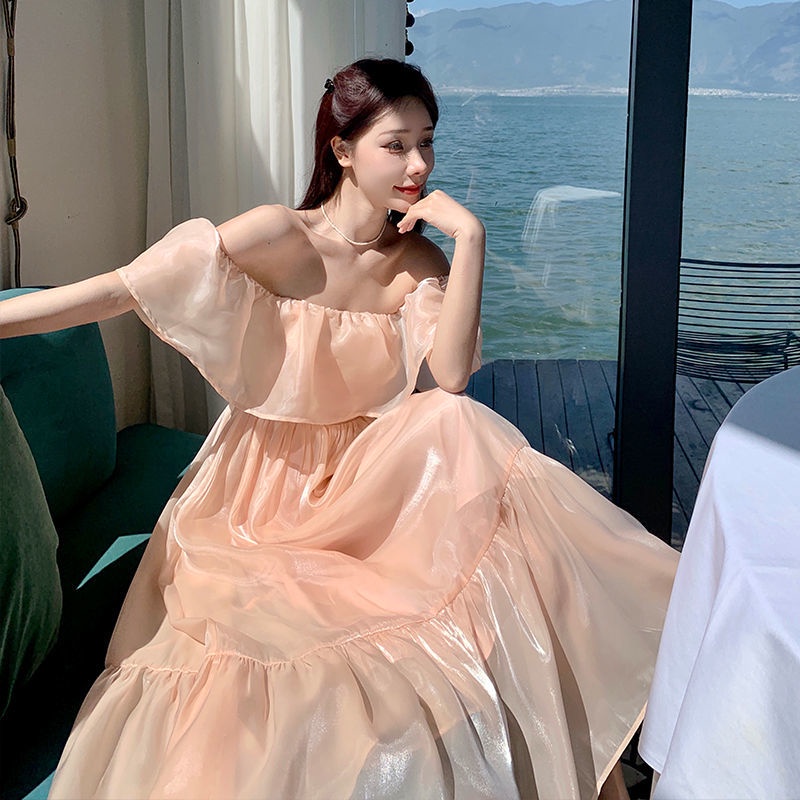 Đầm Tay Ngắn Hở Vai Dáng Ôm Thời Trang Quyến Rũ Cho Nữ