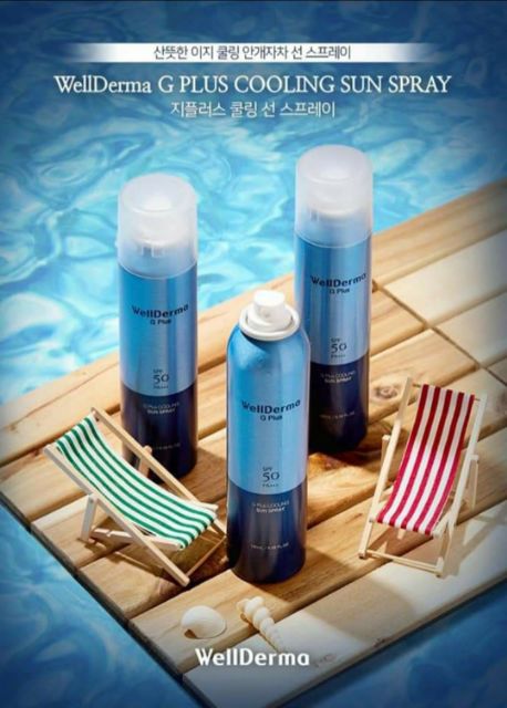 Xịt Chống Nắng Chống Trôi, Giảm Nhiệt, Làm Mát Da Wellderma G PLus Cooling Sun Spray SPF50 PA+++