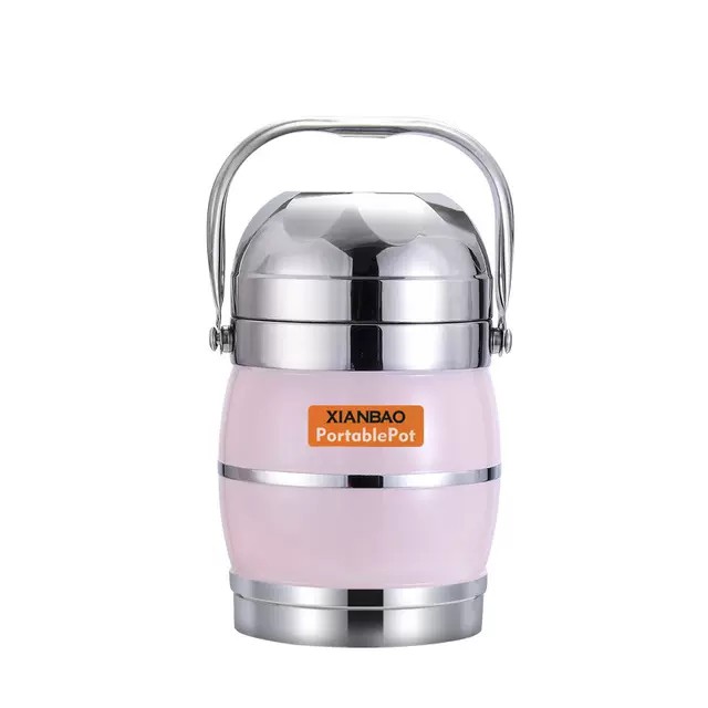 Hộp Đựng Cơm Cặp Lồng Cơm Giữ Nhiệt Lúa Mạch Ruột Inox Chất Lượng Số 1 Cặp lồng inox 304 XIANBAO loại 1,6L 𝗚𝗜𝗔𝗗𝗨𝗡𝗚𝗛𝗔𝗡𝗢𝗜
