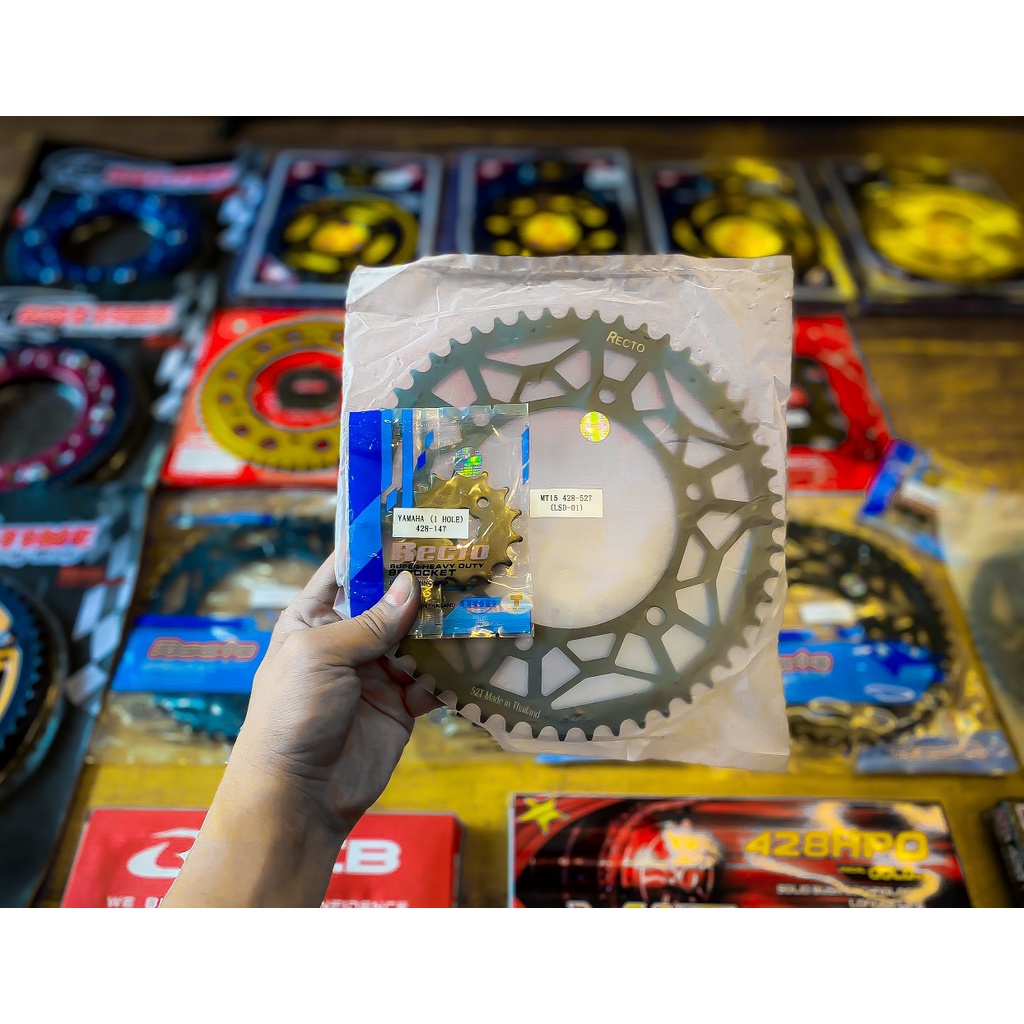 Nhông sên RECTO dành cho CB150R / MT15 / R15v3 / TFX / EX155 / XSR155 - kèm xích RK chain.