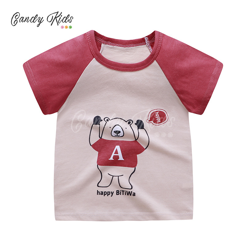 Áo Thun Cotton Tay Ngắn Kiểu Hoạt Hình Xinh Xắn Dành Cho Bé 1-8 Tuổi