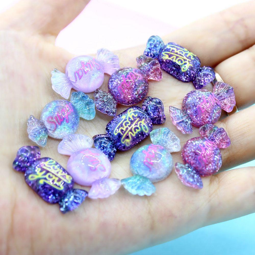 Set 10 Phụ Kiện Kẹo Nhựa Resin DIY Lưng Phẳng