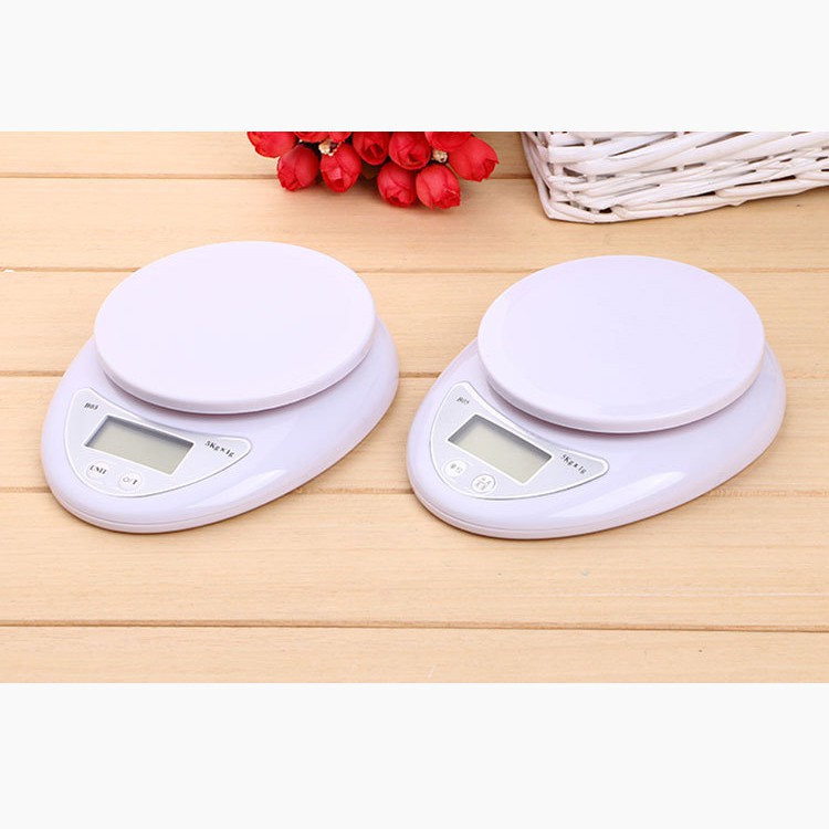 Cân Điện Tử Nhà Bếp Mini Electronic Kitchen Scale Cân Thực Phẩm 5Kg – 1G Kèm Pin ( CÂN MỎ TRÒN)