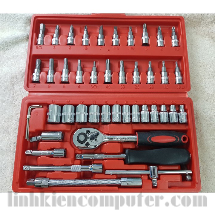 Bộ dụng cụ Sửa Chữa Đa Năng 46 Chi Tiết dùng để sửa chữa ô tô, xe máy, đồ gia dụng