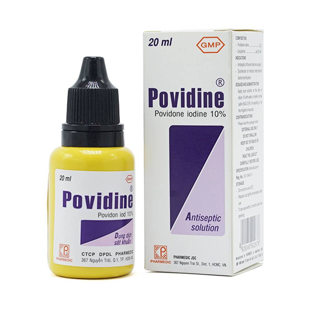 Dung dịch sát khuẩn POVIDINE 10% Pharmedic [povidine, betadine, betadin] - lăn kim