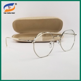 Gọng kính cận có độ sẵn 0 - 6 độ nữ, nam mắt lục giác kim loại 3039.