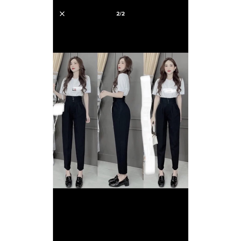 Quần baggy, quần tây cạp cao 3 khuy ống đứng dáng công sở chất tuyết mưa loại 1 hàng may đo chuẩn đẹp - Narastore