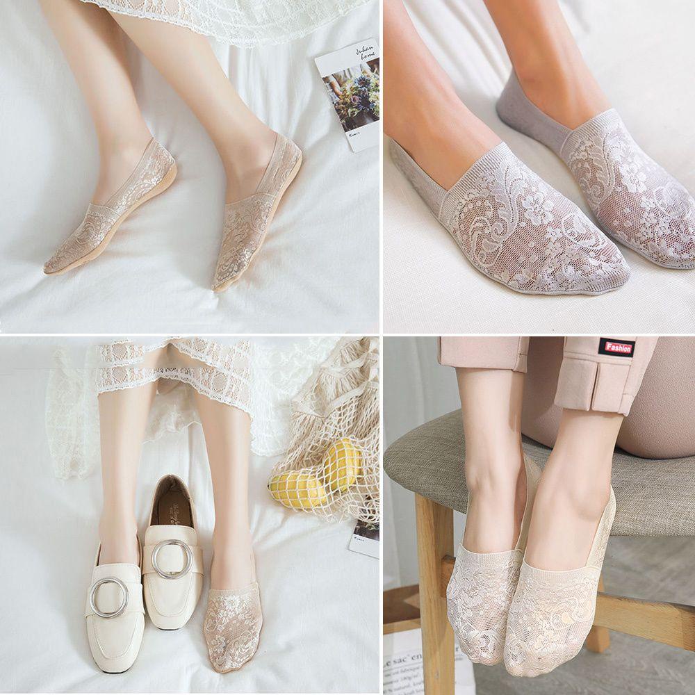 Vớ Thuyền Ren Hoa Ngắn Vô Hình Chống Trượt Thời Trang