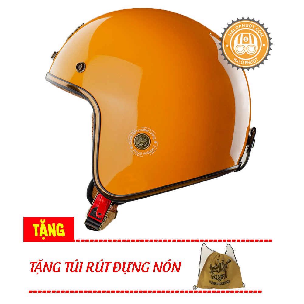 Nón bảo hiểm 3/4 Luxury Royal M20C Vàng Cam Bóng