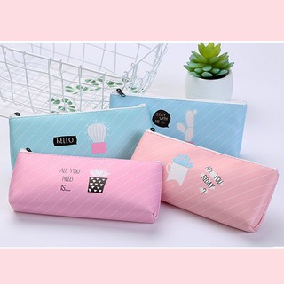 HCM - Hộp bút sọc chéo xương rồng chống thấm nước kute hiện đại