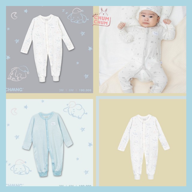 Body Dài Sơ Sinh Cotton Cúc Giữa Cho Bé Dreamy Chaang Babychumchum 0-6 Tháng