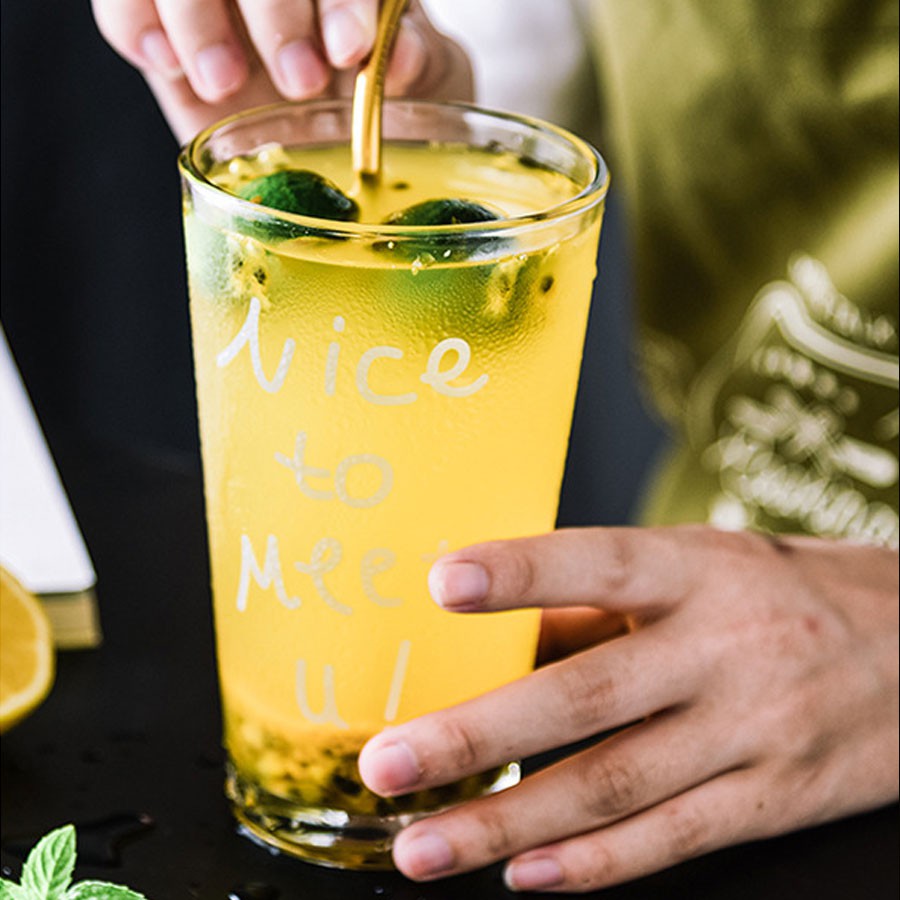 Cốc Thuỷ Tinh [𝐍𝐞𝐰] - Ly Thuỷ Tinh Uống Trà, Uống Nước, Cà Phê, Sinh Tố, Nhiều Mẫu Chữ, Có Vạch Chia ml- C07 | BigBuy360 - bigbuy360.vn