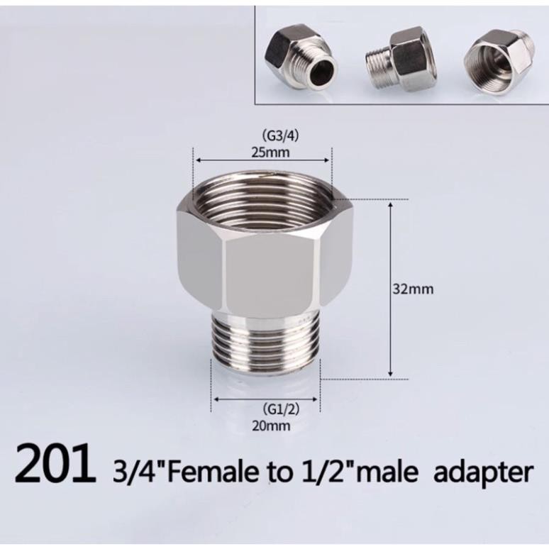 Đầu nối ren inox 1/2  3/4  kép lơ cả rá măng sông nối ren ống nước - Inox bóng .
