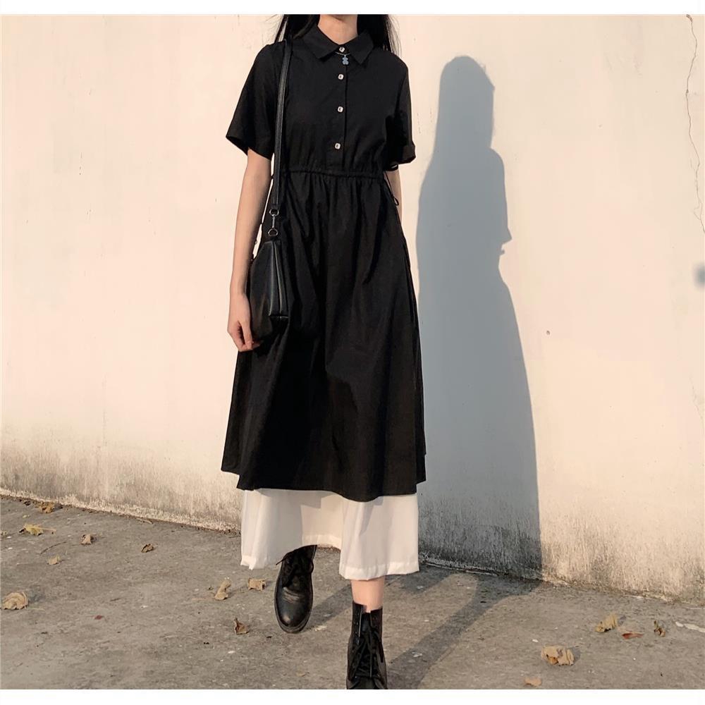 Đầm Nữ Ngắn Tay Cổ Bẻ Eo Thắt Thời Trang Hàn | BigBuy360 - bigbuy360.vn