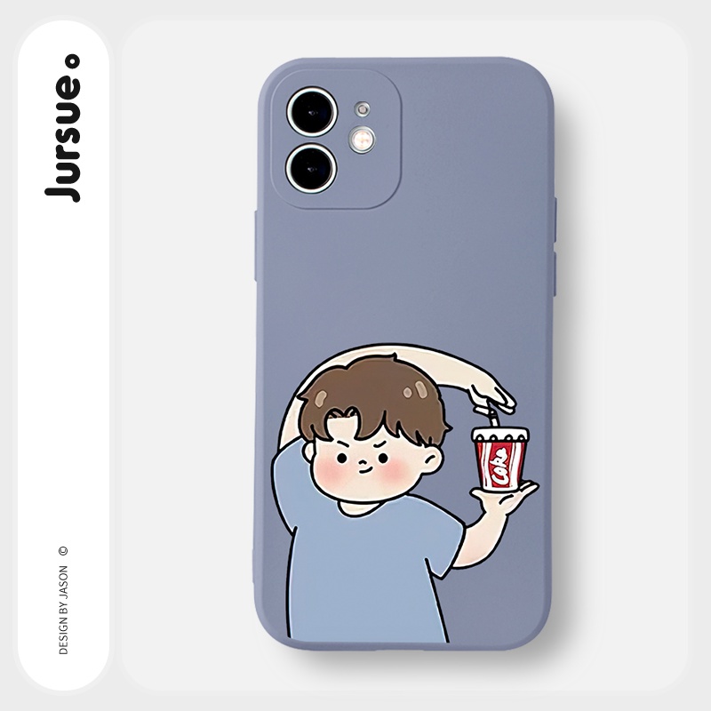 Ốp lưng JURSUE hoạt hình cặp đôi dễ thương đẹp Cho iPhone 14 13 12 11 Pro Max SE 2020 X XR XS 8 7 ip 6S 6 Plus kute Y2168