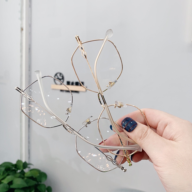 Kính mắt gọng đa giác kim loại VIENDO tròng chống ánh sáng xanh đổi màu chống tia UV cắt độ cận theo yêu cầu unisex