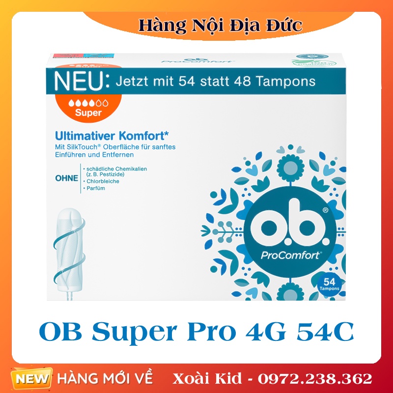 Băng vệ sinh Tampon Ob Đức - Date mới đủ Bill