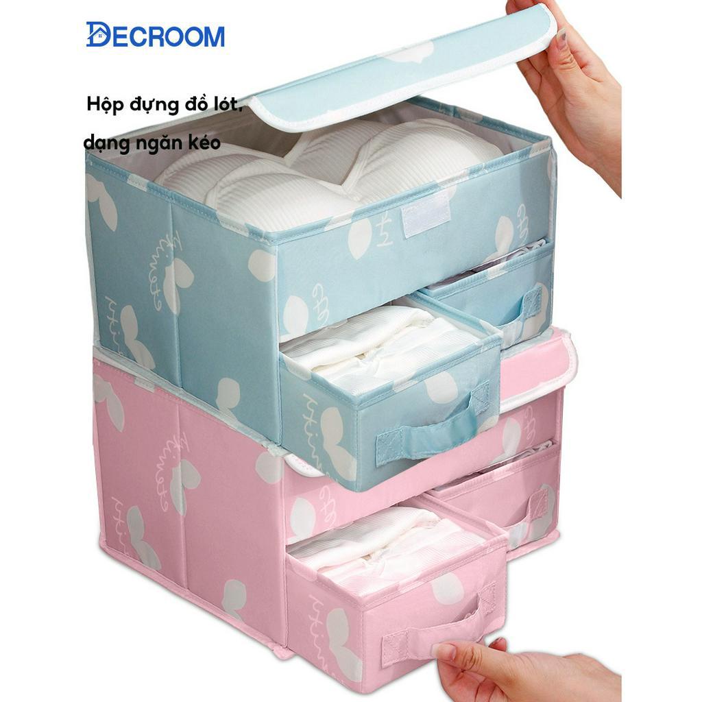 Hộp đựng đồ lót, hộp đựng đồ 2 lớp gấp gọn, dạng ngăn kéo, nhiều màu tùy chọn
