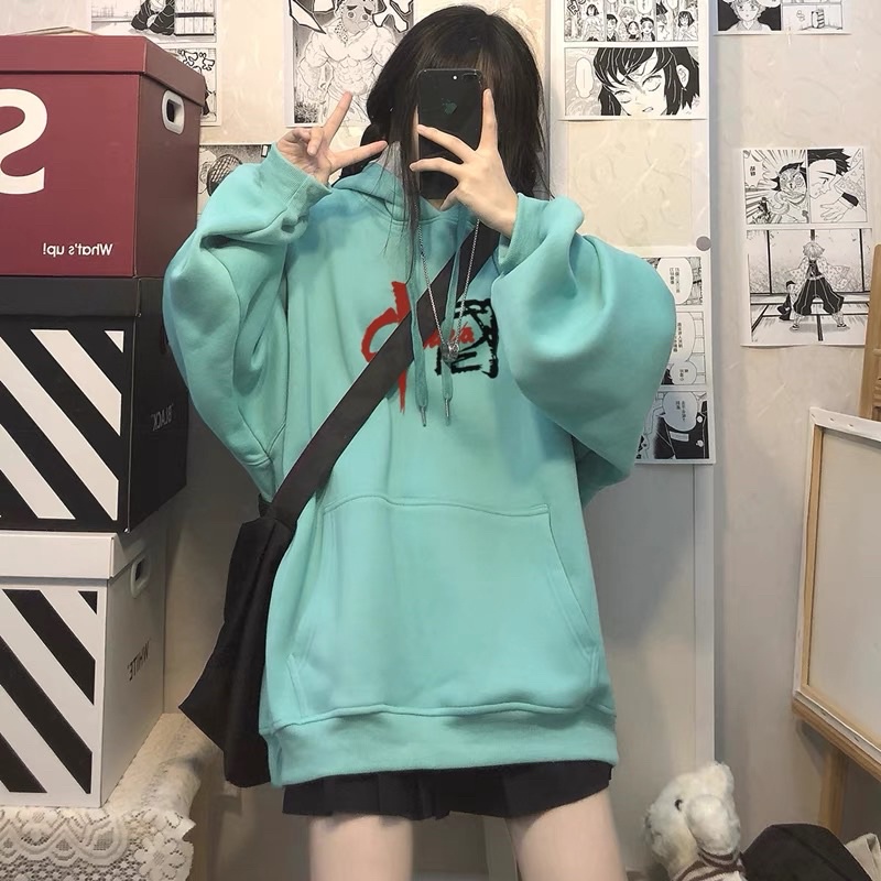 Áo HOODIE Nỉ Bông Unisex Tay Dài Chữ Tàu
