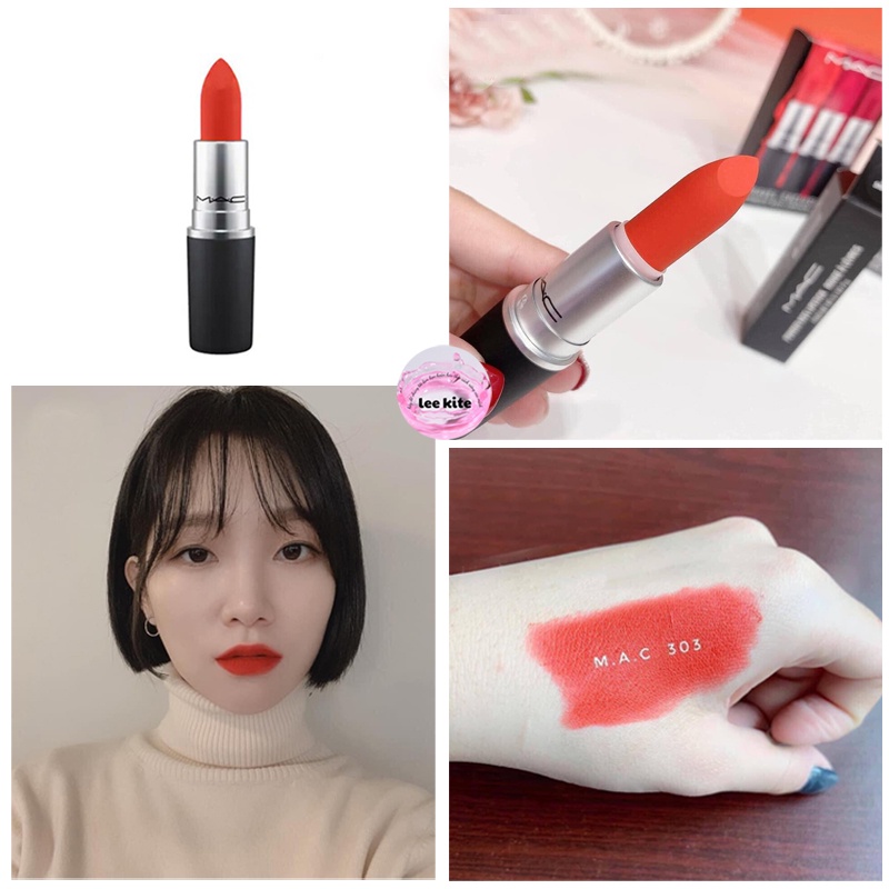 Son MAC Powder Kiss Màu 303 Style Shocked – Đỏ Cam