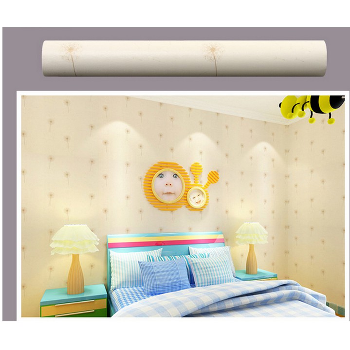 Cuộn 10m giấy dán tường bồ công kem nở khổ rộng 45cm