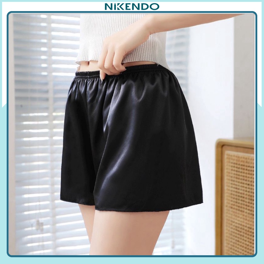 Quần Đùi Nữ Lụa Satin Cao Cấp, mặc Ngủ, mặc Trong váy Chất Lụa Mềm, mịn,mát Nikendo QĐ1