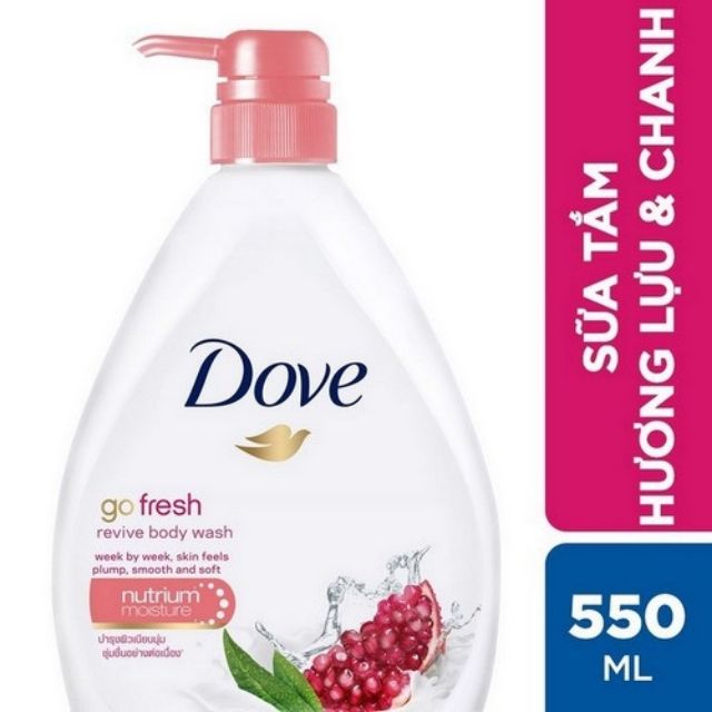 Sữa tắm dưỡng ẩm Dove Hương Dưa Leo và Trà Xanh -Hương Lựu Đỏ và Chanh 550ml