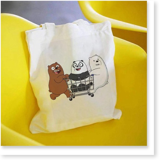 Túi tote vải bố đeo vai canvas Gấu We Bare BearsT6 PHONG CÁCH AOMI