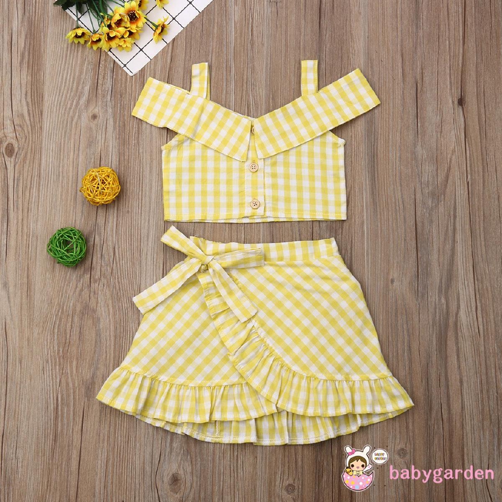 Set áo hai dây + chân váy xòe dễ thương cho bé gái