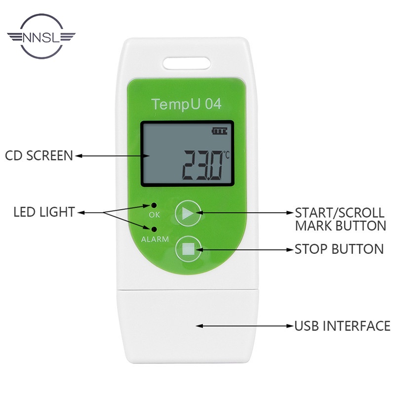 NNSL USB Temperature Data Logger Reusable Temperature Recorder TempU04 PDF Report Temperature Record Instrument