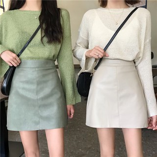 Chân váy DA ngắn lưng cao phong cách Hàn Quốc