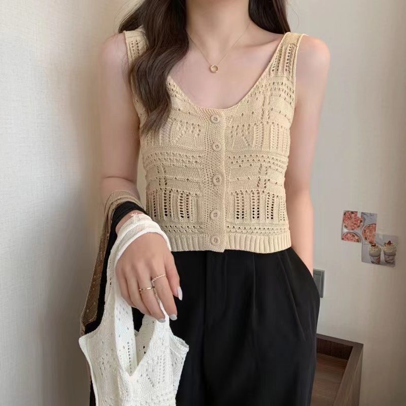 Áo Hai Dây Dệt Kim Thiết Kế Dễ Thương Cho Nữ