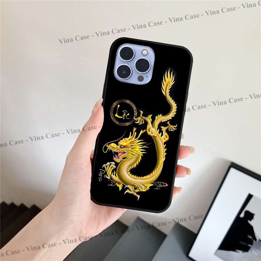 Ốp iPhone 13 Pro - iPhone 13 Pro Max - iPhone 12/12 Pro/12 Mini - iPhone 12 Pro Max in kính hình Rồng Vàng, Rồng Đen 3D.