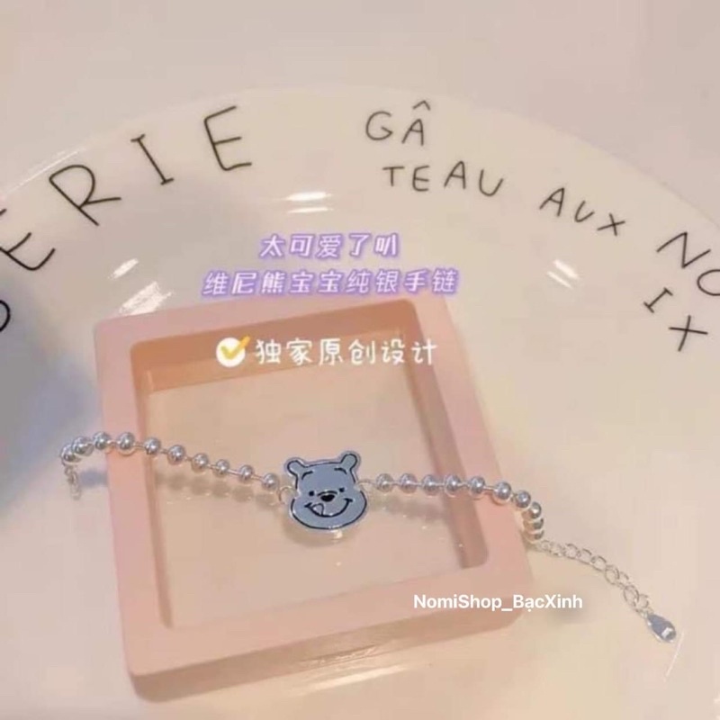 Lắc tay hình gấu chuẩn bạc ta cho bé, có khắc mặt sau thông tin ba mẹ Mainomi Shop Bạc Xinh