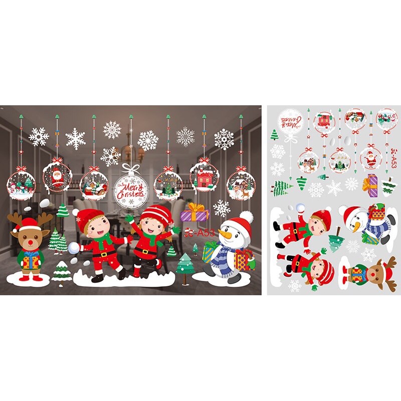 Decal trang trí Noel Hít Tĩnh Điện - 2 Bé Quần Áo đo diện Lễ giáng sinh