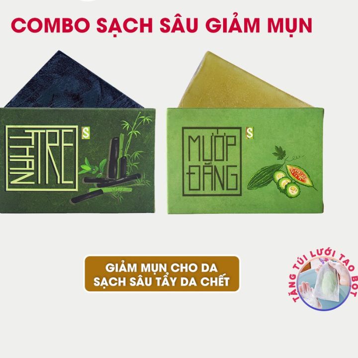Xà Bông Sinh Dược Giảm Mụn Lưng 100% Thiên Nhiên Xà Phòng Mướp Đắng Nghệ 100gram