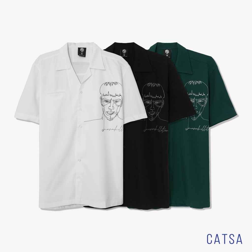 Áo sơ mi tay ngắn Cuban Tôi in cao cấp chất liệu Lụa Mango mềm mại cao cấp, thoáng mát CATSA ASN187 - 88 - 89