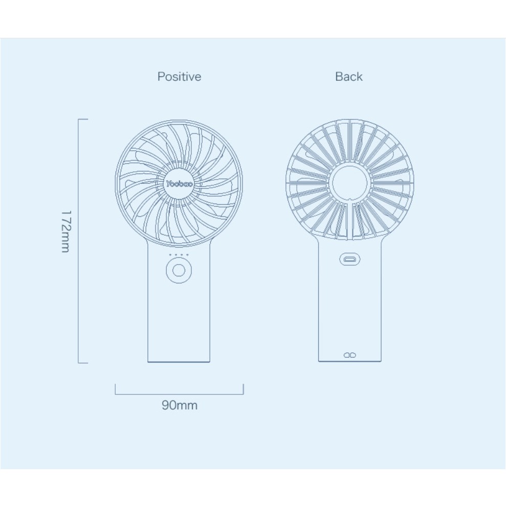 Quạt Cầm Tay Mini Chính Hãng Yoobao F3 - Dung Lượng Pin Khủng 3000mah , Hoạt Động Liên Tục 32h