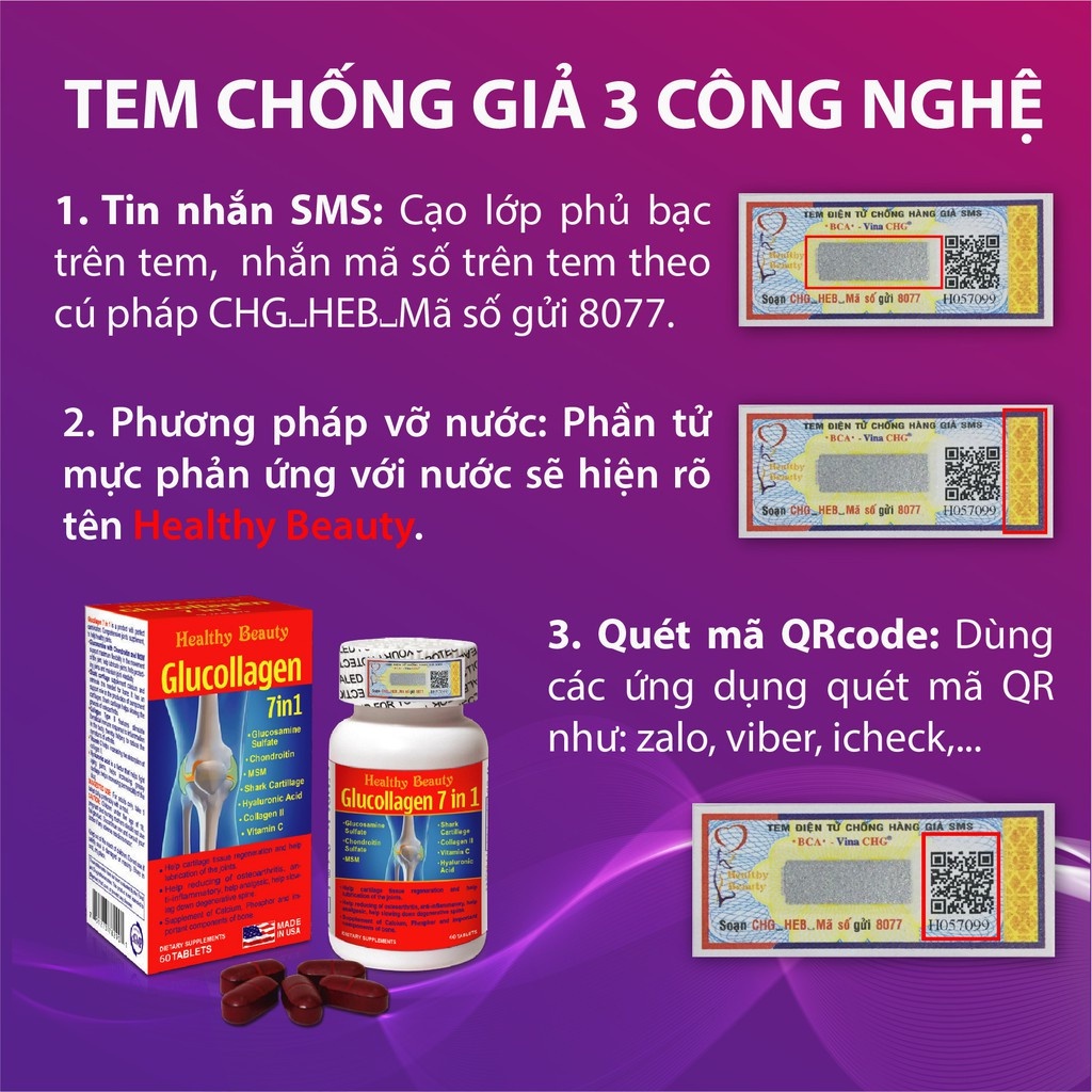 Viên Uống Bổ Xương Khớp Glucollagen 7 in 1 Giúp Bổ Sung Canxi, Tái Tạo Và Nuôi Dưỡng Mô Sụn Hộp 60 Viên