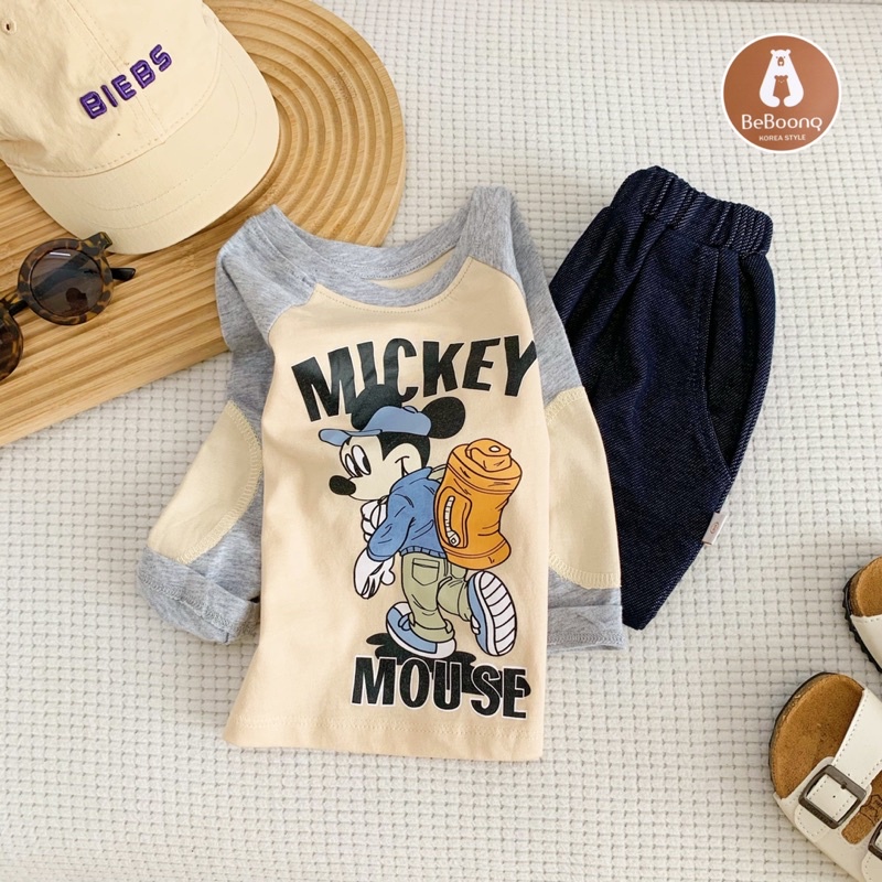 Bộ thun Micky đáp tay bé trai-mẫu mới