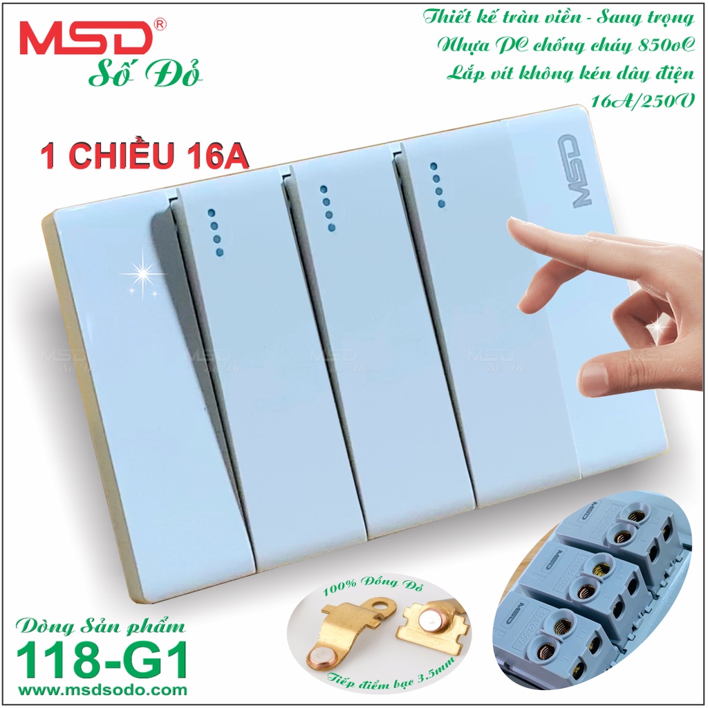 CÔNG TẮC 3 NÚT NHẤN 1 CHIỀU - 118G1-MSD-B4