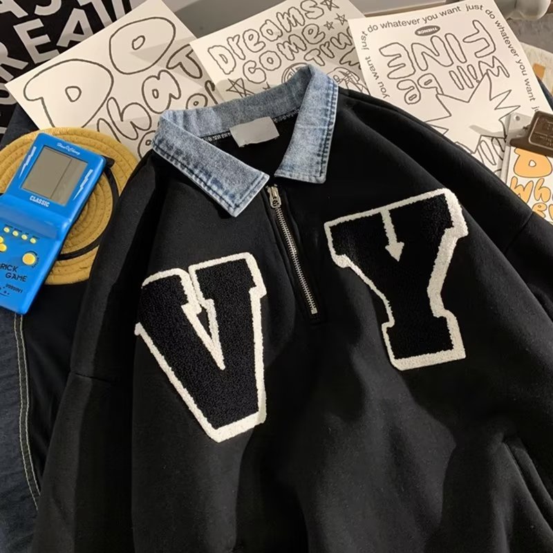 Áo Polo phối cổ Jean VY Chất Nỉ Ngoại KHÔNG XÙ Form Rộng Unisex