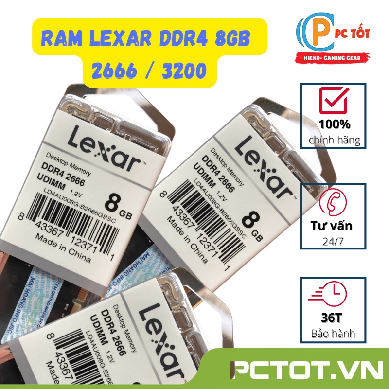 RAM Lexar DDR4 8GB/2666/3200 (8GB x1) - Mai Hoàng phân phối ( DESKTOP)