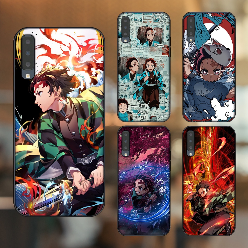 Ốp lưng Samsung A7 2018 viền đen in hình Tanjiro Kimetsu No Yaiba