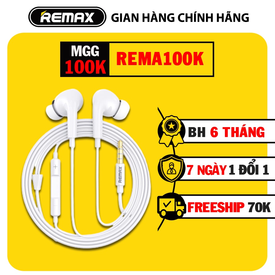 Tai nghe nhét tai Remax RM310 có mic đàm thoại, tái tạo âm thanh trung thực, bass sâu, chân 3.5 mạ vàng tiếp xúc tốt